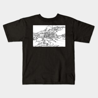 Cornwall Black and White Landscape Kids T-Shirt